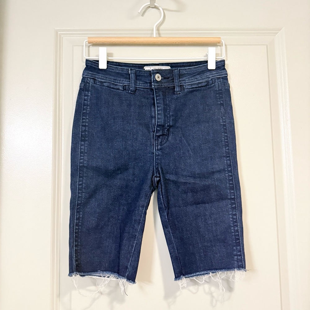 Free People Long Frayed Hem Shorts